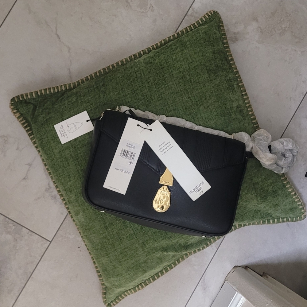 Calvin Klein Black Crossbody Bag with Gold Accents